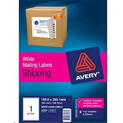 Avery 959009 Avery Label L7167-100 Trueblock 1up 100 Sheets Laser 199x289mm