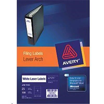 Avery 959035 Avery Label L7171 Lever Arch 4up 25 Sheets 200x60mm