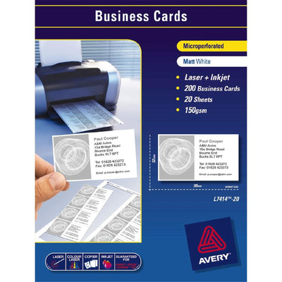 Avery 959025 Avery Business Cards L7414-20 20 Inkjet Laser 10up 20 Sheets