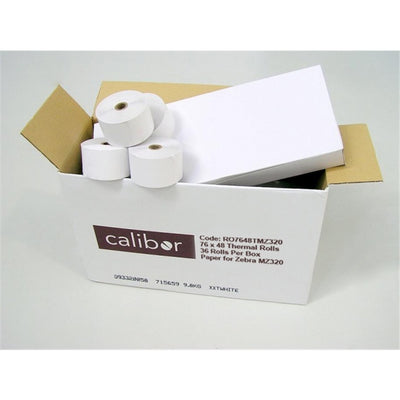 SEKTOR LTD CALIBOR THERMAL PAPER 76X48 36 ROLLS/BOX 19MM/CORE