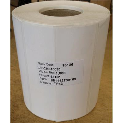 Thermal Direct 100 mm x 35 mm on a 38 mm core 1 Across Perforated 1,000 per roll