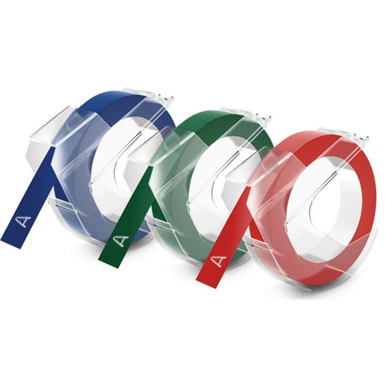 Dymo Prägeetiketten 3er-Pack Blau, Rot, Grün 9mm x 3m