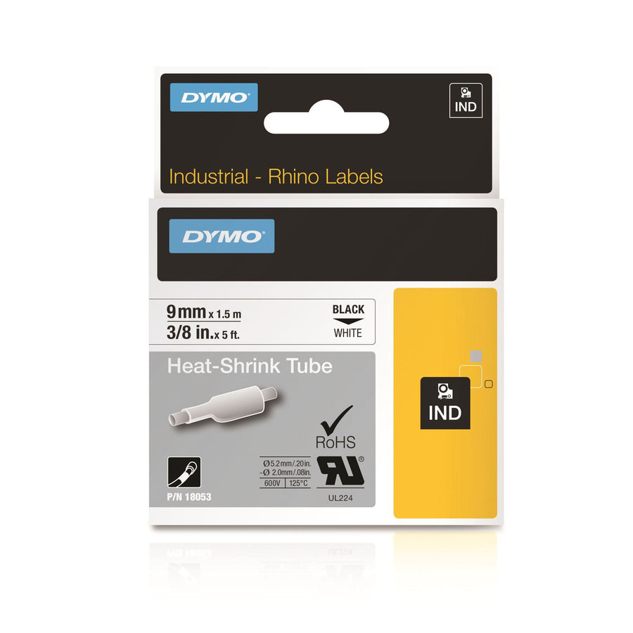 Dymo 18053 Rhino Schrumpfschlauch Schwarz auf Weiß 9mm