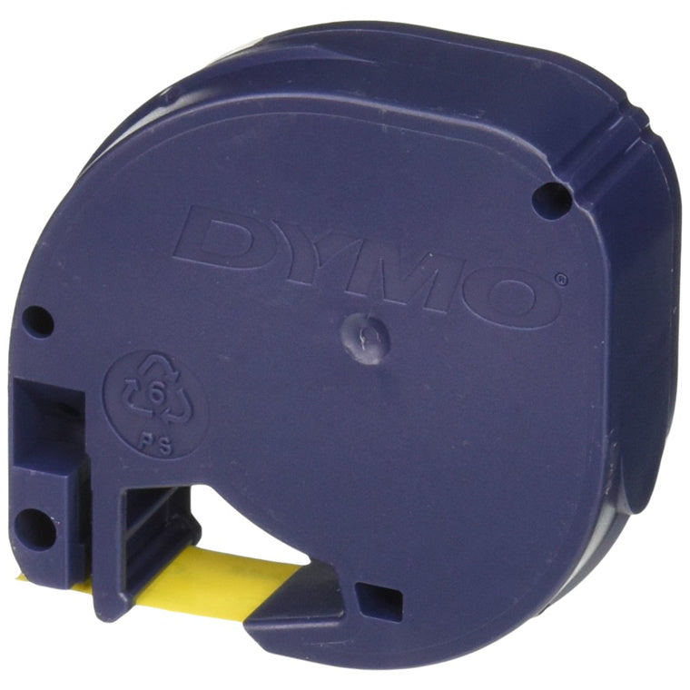Dymo 91332 Schwarz auf Gelb Band, Kunststoffetiketten, für LetraTag LT-100H und LT-100T Etikettiergeräte, DY LT 0.5"X13 12MMX4M