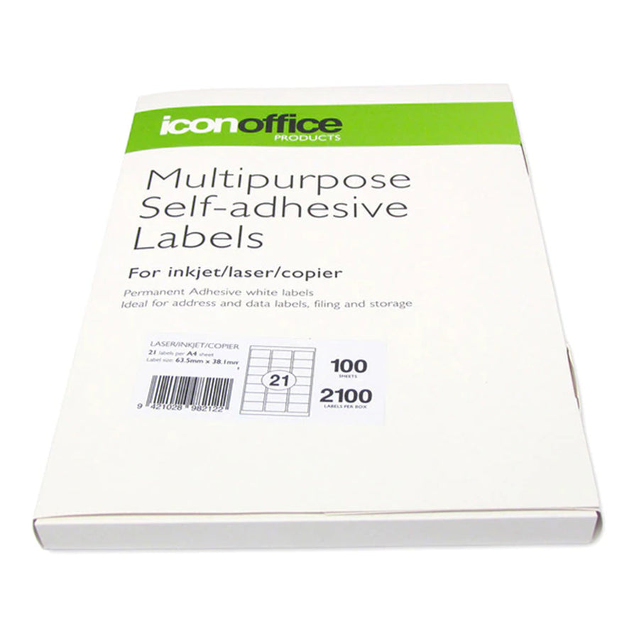 ILA421 - Okin Multipurpose Labels 21 Per Sheet 63.5x38.1mm, Pack of 100
