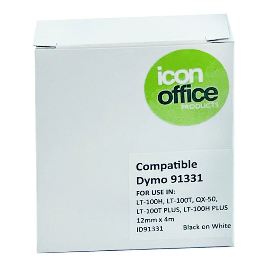 ID91331 - Okin Compatible Dymo LetraTag Tape 91331 12mmx4m Black on White
