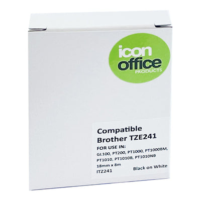 Okin ITZ241 – Icon-kompatibles Brother TZ-Band 18mm Schwarz auf Weiß