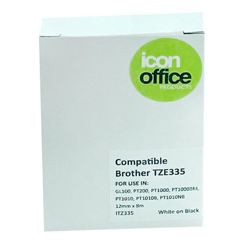 Okin ITZ335 - Icon Compatible Brother TZ Tape 12mm White on Black