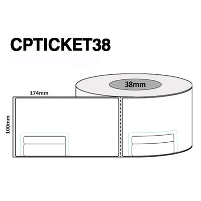 Peacock Bros CPTICKET38 Direct Thermal Courier Labels 100mm x174mm - 330 labels per roll on a 38mm core, outside wound (Courier Post and similar) Courier Post Label