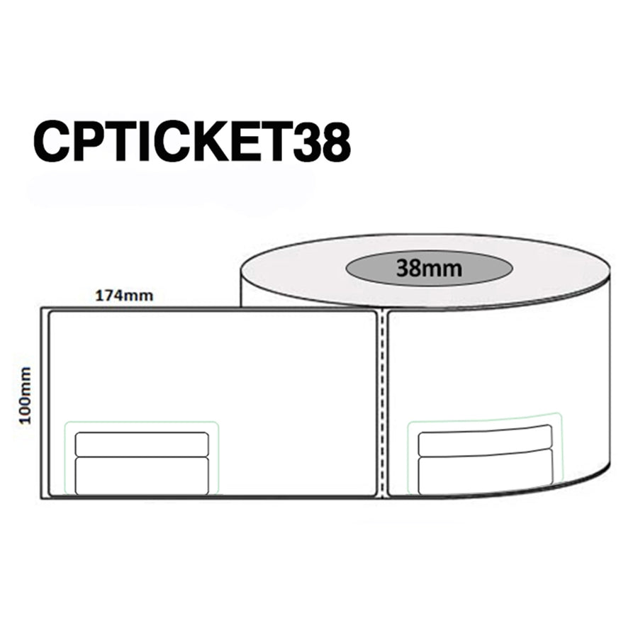 Peacock Bros CPTICKET38 Direct Thermal Courier Labels 100mm x174mm - 330 labels per roll on a 38mm core, outside wound (Courier Post and similar) Courier Post Label