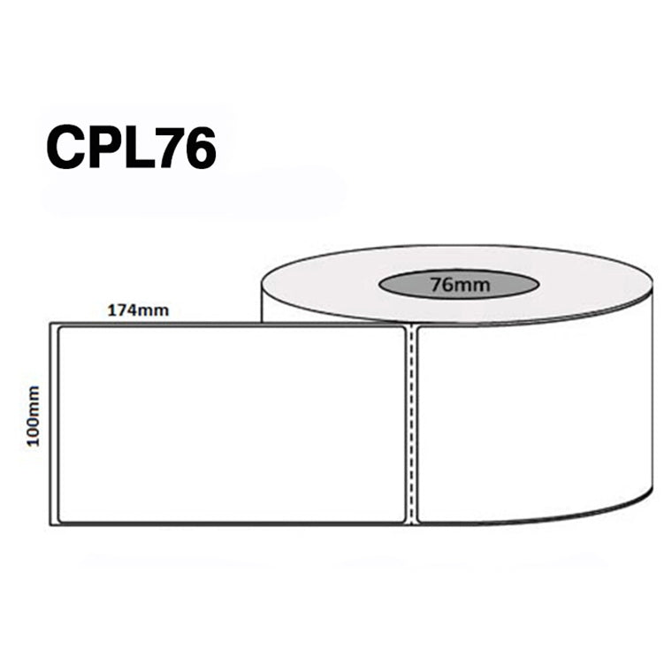 Peacock Bros CPL76 Blank 100 x 174mm labels. 750 labels per roll. 76mm core. Permanent. No internal cuts specially required by and designed for CourierPost NZ,