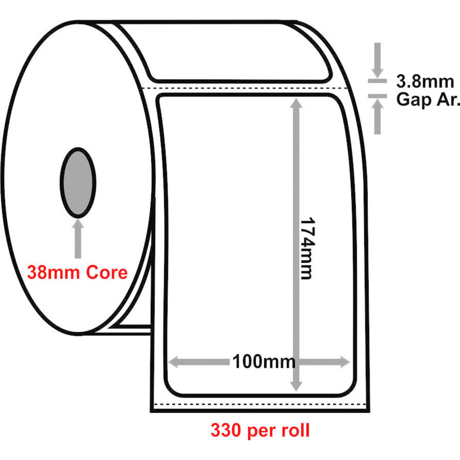 SATO FSC Mix Credit 100x174mm direct thermal 330 labels per roll 38mm core with perforation