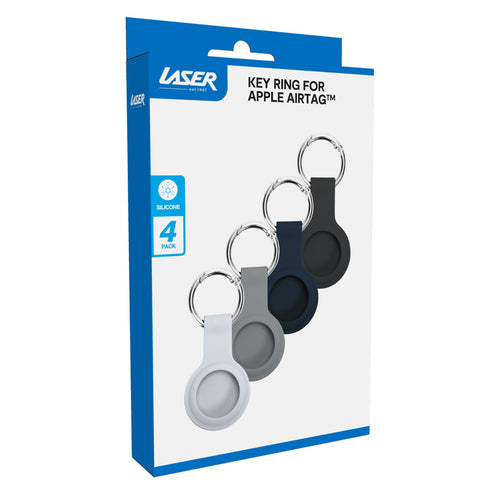 Laser AO-AT4P1-378 Silicone Key Ring for Apple AirTag - 4 Pack