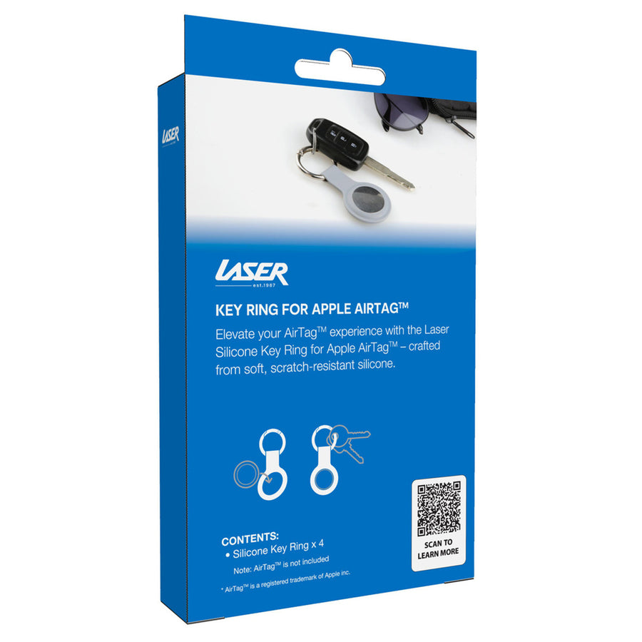 Laser AO-AT4P1-378 Silicone Key Ring for Apple AirTag - 4 Pack
