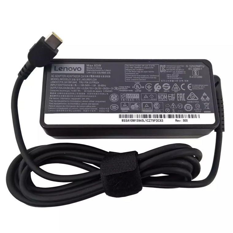 Lenovo SA10R16856 - IBM Power Adapter AC 65W 20VDC 3.25A USB Type-C Output - C6 3-Pin AC Input - P/N