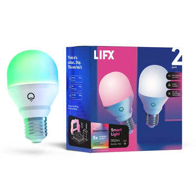 LFXA19950RGBWE27AU2 - LIFX 2 Pack SuperColour 950 Lumens E27 Smart Light