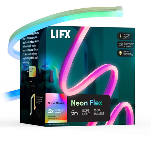 LFXNEON16AU - LIFX Neon SuperColour Flex 5M Indoor Flexible Linear 1800 Lumens Ultra-Bright LED Light, LFXNEON16/AU