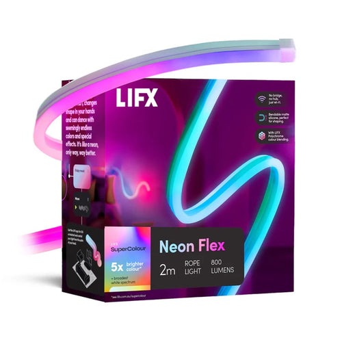 LFXNEON65AU - LIFX Neon SuperColour Flex 2M Indoor Flexible Linear Ultra-Bright LED Light Strip with Wi-Fi Controller