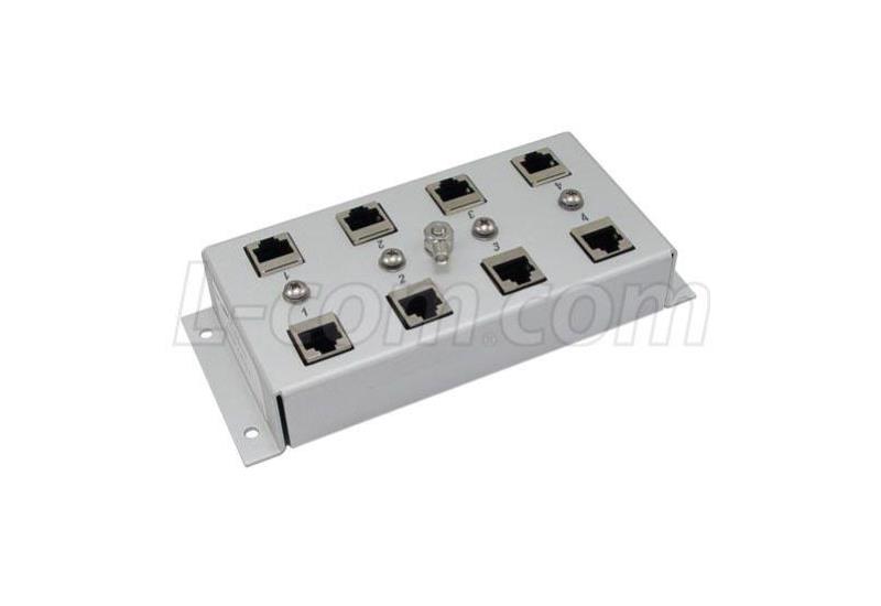 LP-21 - L-Com Indoor 4 Port 10/100/1000 Base-T Gas Tube CAT6 Lightning Protector