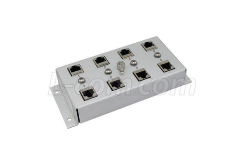 L-com LP-21 - Indoor 4 Port 10/100/1000 Base-T Gas Tube CAT6 Lightning Protector