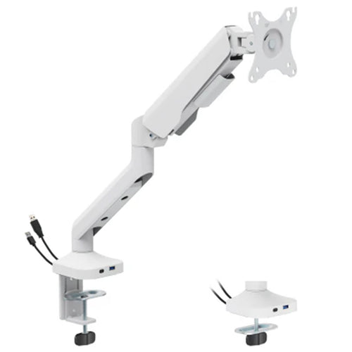 FlexPrecision Cost-Effective Gas Spring Monitor Arm with USB Ports White