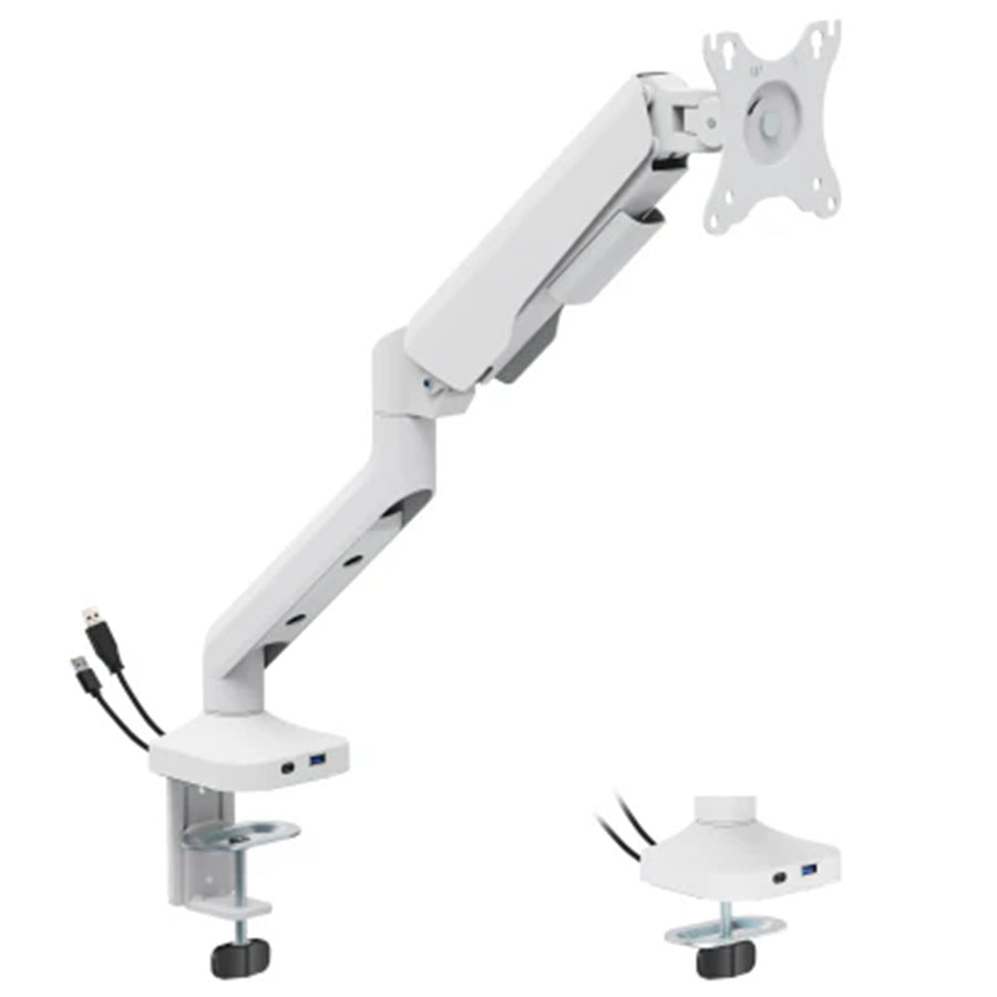 FlexPrecision Cost-Effective Gas Spring Monitor Arm with USB Ports White