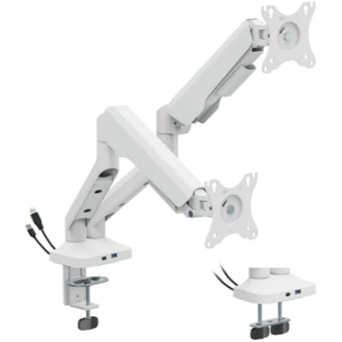 FlexPrecision Cost-Effective Gas Spring Dual Monitor Arm with USB Ports White