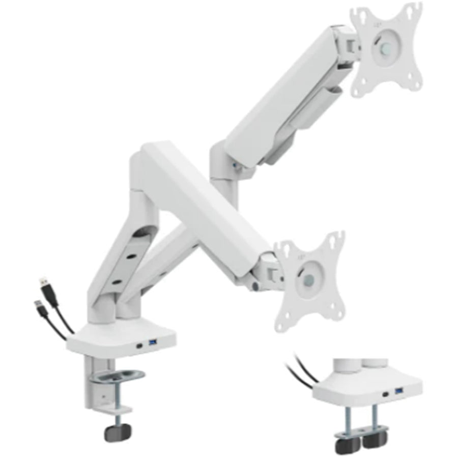 FlexPrecision Cost-Effective Gas Spring Dual Monitor Arm with USB Ports White