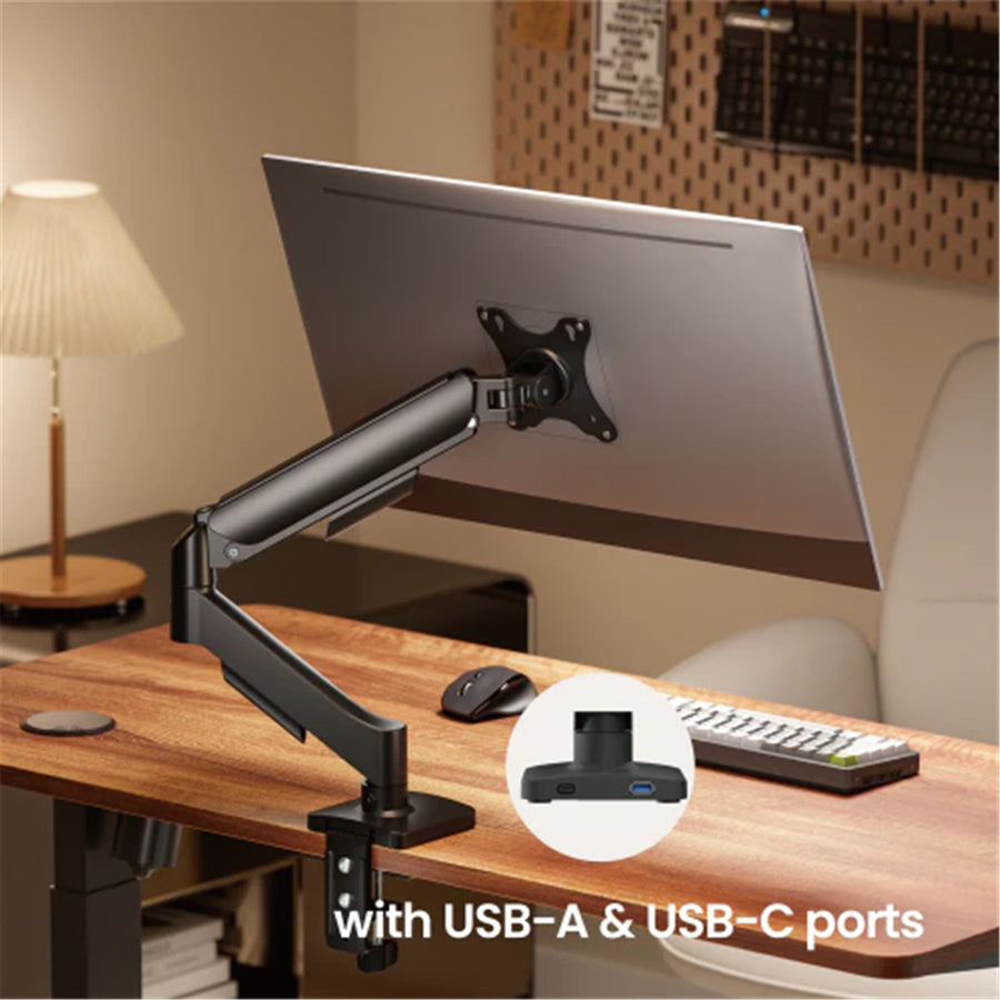 Bracom DTM97-C012UC Super Economical Gas Spring Monitor Arm with USB Ports Black 17"-32"
