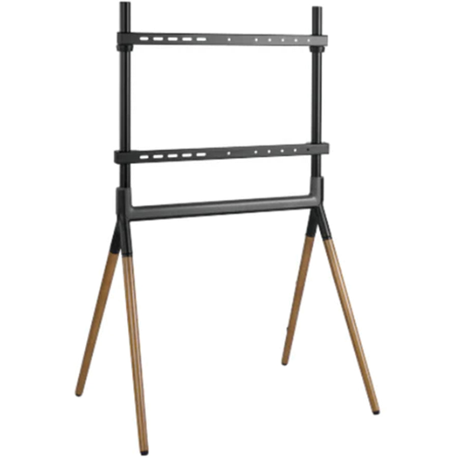 Bracom TT30-46F-01 Stilvolle TV-Bodenständer mit vier Beinen (Metall & Holz) bis 40 kg – Mattschwarz & Walnuss – 49"-70"