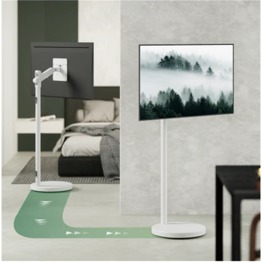 Bracom TT57-22TW Fully-Adjustable Mobile Mechanical Spring Display Floor Stand (Max. VESA:200x200) White 17"-43"