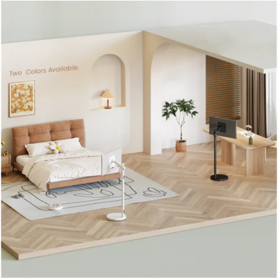 Bracom TT57-22TW Fully-Adjustable Mobile Mechanical Spring Display Floor Stand (Max. VESA:200x200) White 17"-43"