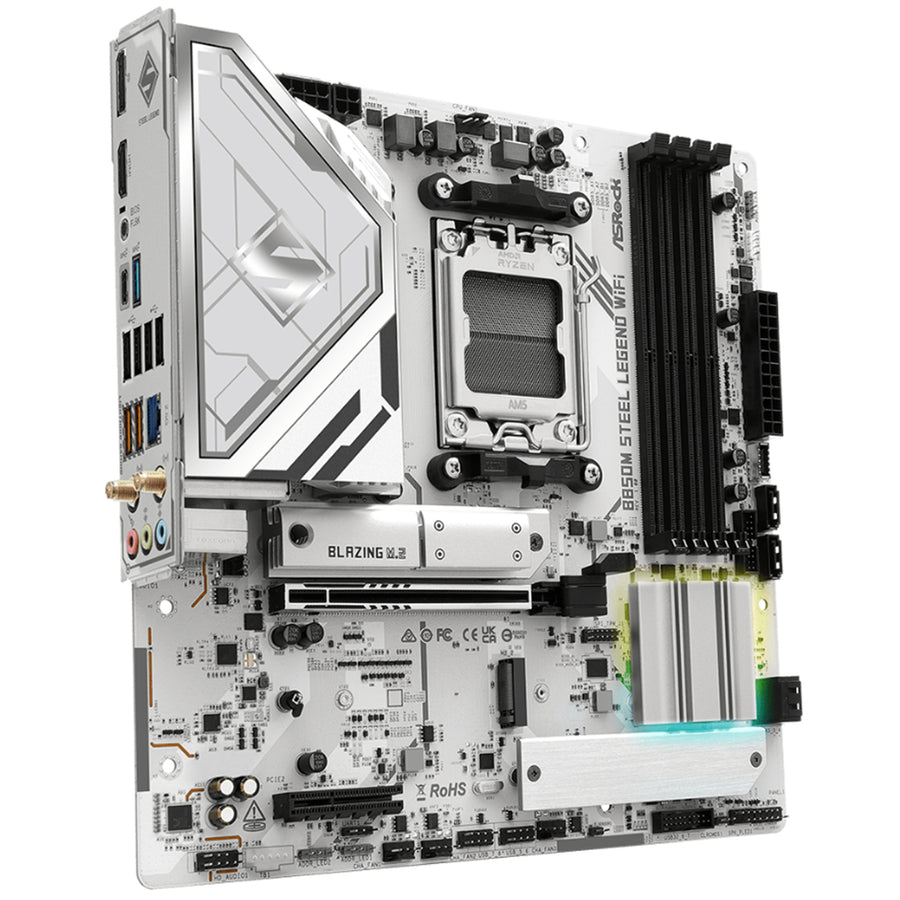 ASRock B850M Steel Legend WiFi MATX Motherboard For AMD Ryzen 7000/8000/9000 Series CPUs Socket AM5 - AMD B850 Chipset - PCIE 5.0 - 3x M.2, 4x DDR5, 2x Internal USB 3.2 Header, 2x Internal USB 2.0 Header, 1x Internal Type C Header, Wifi 7+
