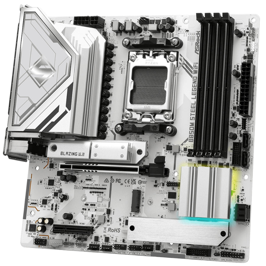 ASRock B850M Steel Legend WiFi MATX Motherboard For AMD Ryzen 7000/8000/9000 Series CPUs Socket AM5 - AMD B850 Chipset - PCIE 5.0 - 3x M.2, 4x DDR5, 2x Internal USB 3.2 Header, 2x Internal USB 2.0 Header, 1x Internal Type C Header, Wifi 7+