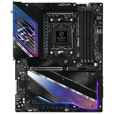 ASRock X870E NOVA WiFi ATX Motherboard For AMD Ryzen 7000/8000/9000 Series CPUs Socket AM5 - AMD X870 Chipset - PCIE 5.0, 5x M.2 4x DDR5 Dimm, Back I/O: 10x USB, 2x Type C, Lan, HDMI, HD Audio, 2x Internal USB2.0 Header, 2x Internal USB3.2