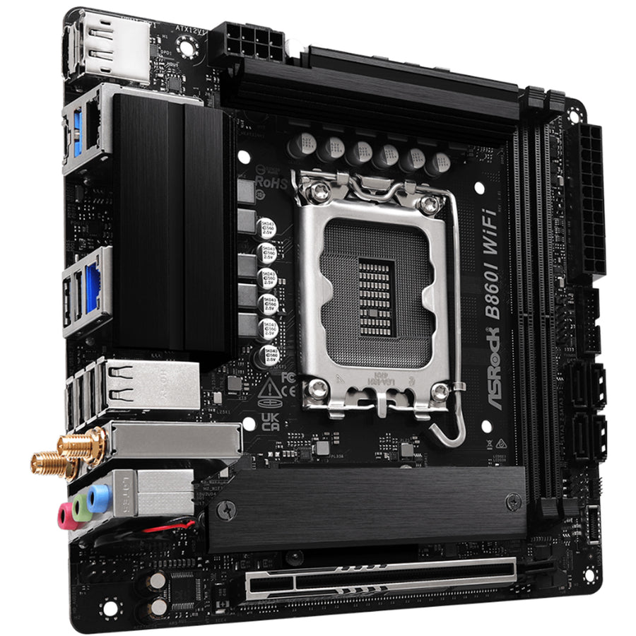 ASRock B860I WIFI ITX Motherboard For Intel 15th GEN B860, PCIE 5.0, 2x M.2, 2x DDR5, 1x Internal USB 3.2 Header, 1x Internal USB 2.0 Header, 1x Internal Type C Header, Wifi 6E+ BT