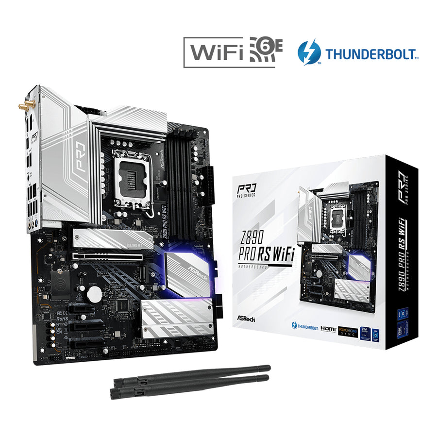 ASRock Z890 Pro RS WiFi ATX Motherboard For Intel 15th GEN PCIE 5.0, 4x DDR5, 4x M.2, 2x Internal USB2.0 Header, 2x Internal USB3.2 Header, 1x Internal Tpye C Header