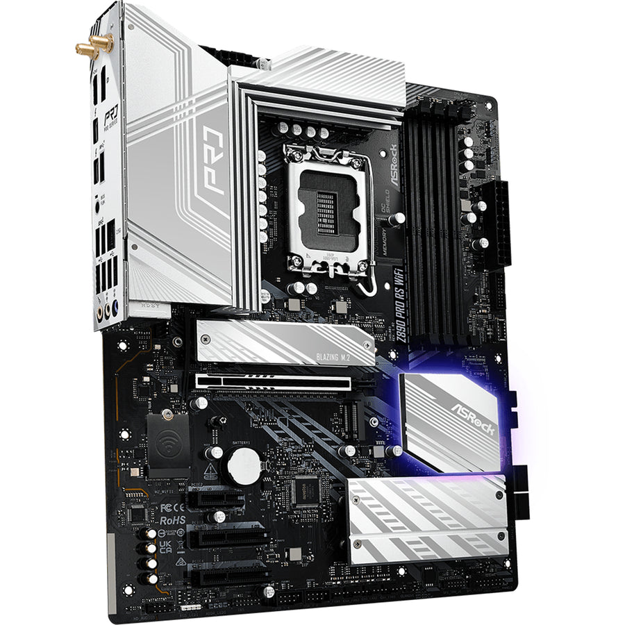 ASRock Z890 Pro RS WiFi ATX Motherboard For Intel 15th GEN PCIE 5.0, 4x DDR5, 4x M.2, 2x Internal USB2.0 Header, 2x Internal USB3.2 Header, 1x Internal Tpye C Header