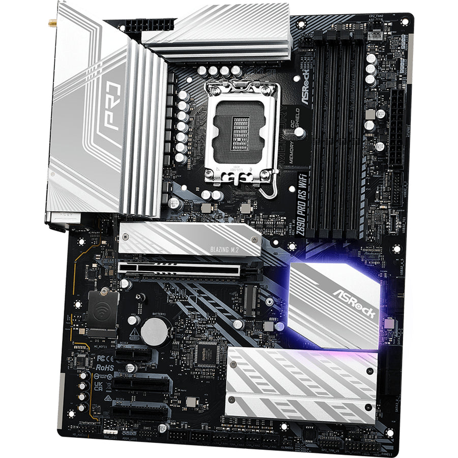 ASRock Z890 Pro RS WiFi ATX Motherboard For Intel 15th GEN PCIE 5.0, 4x DDR5, 4x M.2, 2x Internal USB2.0 Header, 2x Internal USB3.2 Header, 1x Internal Tpye C Header