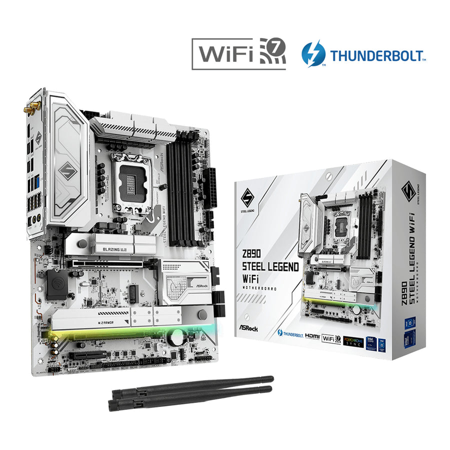 ASRock Z890 Steel Legend WiFi ATX Motherboard For Intel 15th GEN PCIE 5.0, 4x DDR5, 4x M.2, 2x Internal USB2.0 Header, 2x Internal USB3.2 Header, 1x Internal Type C Header