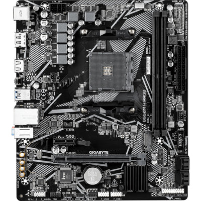 Gigabyte B550M H ARGB mATX Motherboard For AMD Ryzen 5000 Series CPUs Socket AM4 - AMD B550 Chipset - 2 X DDR4 DIMM , M.2 - 2 x Internal USB 2.0 Header - 1x Internal USB 3.2 Header 1x GbE