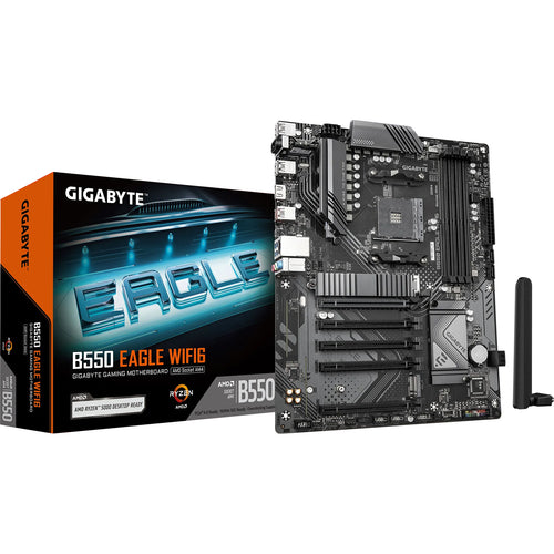 Gigabyte B550 EAGLE WIFI6 ATX Motherboard - Socket AM4 - B550 Chipset - 4XDDR4 Dimm - 2x M.2 - 2x Internal USB 2.0 Header - 1x Internal USB 3.2 Header - 1x Internal Type C Header