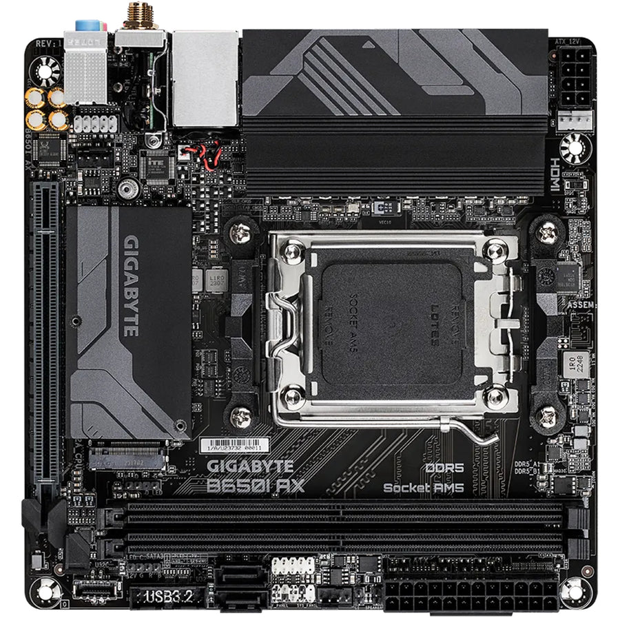 Gigabyte B650I AX ITX Motherboard For AMD Ryzen 7000/8000/9000 Series CPUs - AMD B650 Chipset - M.2 1x Internal USB 3.2 Header - 1 x Internal USB 2.0 Header - 1x Internal Type C Header - 1 x 2.5 GbE, DP/HDMI, WiFi AX + Bluetooth