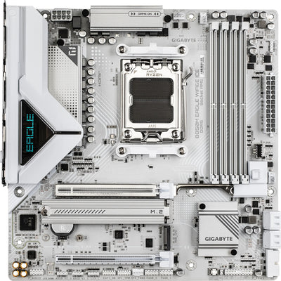 Gigabyte B850M EAGLE WIFI6E ICE MATX Motherboard AMD Socket AM5 - B850 Chipset - Supports AMD Ryzen 9000 / 8000 / 7000 Series Processor - PCIE 5.0 - 2x M.2, 4x DDR5, 2x Internal USB 2.0 Header, 1x Internal USB 3.2 Header, 1x Internal Type C