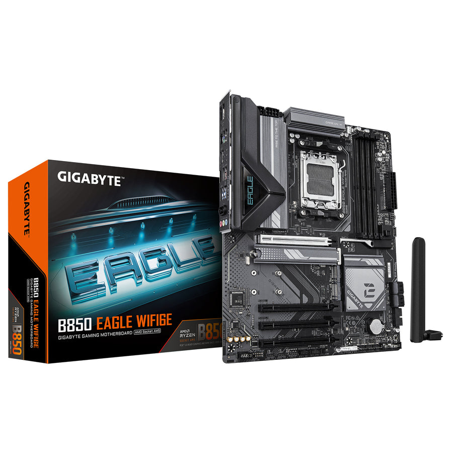 Gigabyte B850 EAGLE WIFI6E ATX Motherboard AMD Socket AM5 - B850 Chipset - Supports AMD Ryzen 9000 / 8000 / 7000 Series Processor - PCIE 5.0 - 3xM.2, 4x DDR5, 2x Internal USB 2.0 Header, 1x Internal USB 3.2 Header, 1x Internal Type C Header