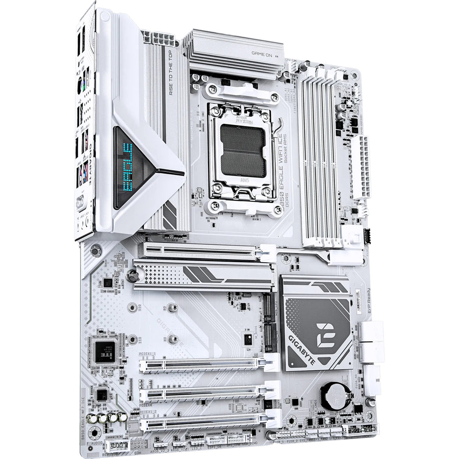 Gigabyte B850 EAGLE WF7 ICE ATX Motherboard AMD Socket AM5 - B850 Chipset - Supports AMD Ryzen 9000 / 8000 / 7000 Series Processor - PCIE 5.0 - 3xM.2, 4x DDR5, 2x Internal USB 2.0 Header, 1x Internal USB 3.2 Header, 1x Internal Type C Heade