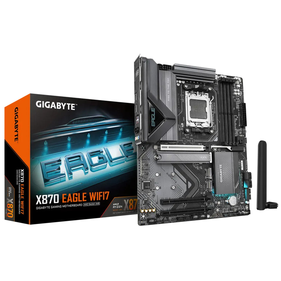 Gigabyte X870 EAGLE WIFI7 ATX Motherboard AMD Socket AM5 - X870 Chipset - Supports AMD Ryzen 9000 / 8000 / 7000 Series Processor - PCIe 5.0, 3x M.2, 4x DDR5, 2x Internal USB 2.0 Header, 1x Internal USB 3.2 Header, 1x Internal Type C Header