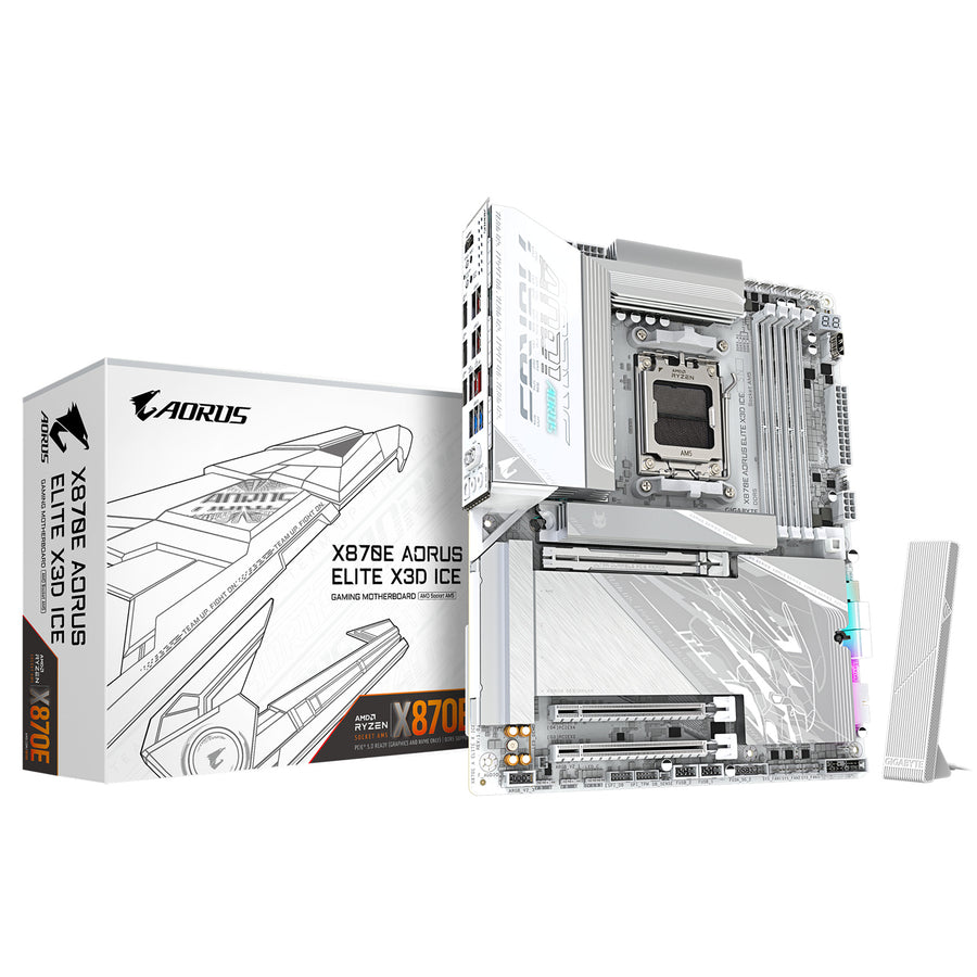 Gigabyte X870E AORUS ELITE X3D ICE ATX Motherboard For AMD Socket AM5 - X870E Chipset Supports AMD Ryzen 9000 / 8000 / 7000 Series Processor - PCIe 5.0