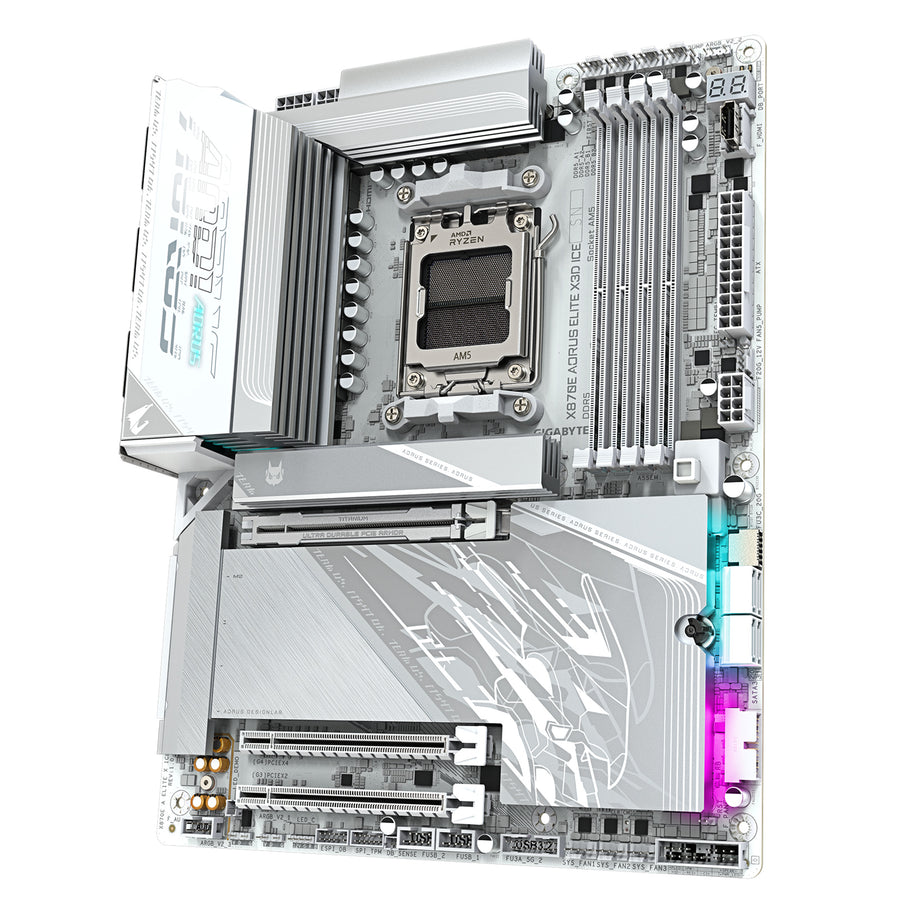 Gigabyte X870E AORUS ELITE X3D ICE ATX Motherboard For AMD Socket AM5 - X870E Chipset Supports AMD Ryzen 9000 / 8000 / 7000 Series Processor - PCIe 5.0