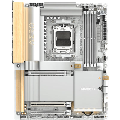 Gigabyte X870E AERO X3D WOOD ATX Motherboard For AMD Socket AM5 - X870E Chipset Supports AMD Ryzen 9000 / 8000 / 7000 Series Processor - PCIe 5.0, 4x DDR5 Dimm, 4x M.2, 2x Internal USB 3.2 Header, 2x Internal USB 3.2 Header, 1x Internal Typ